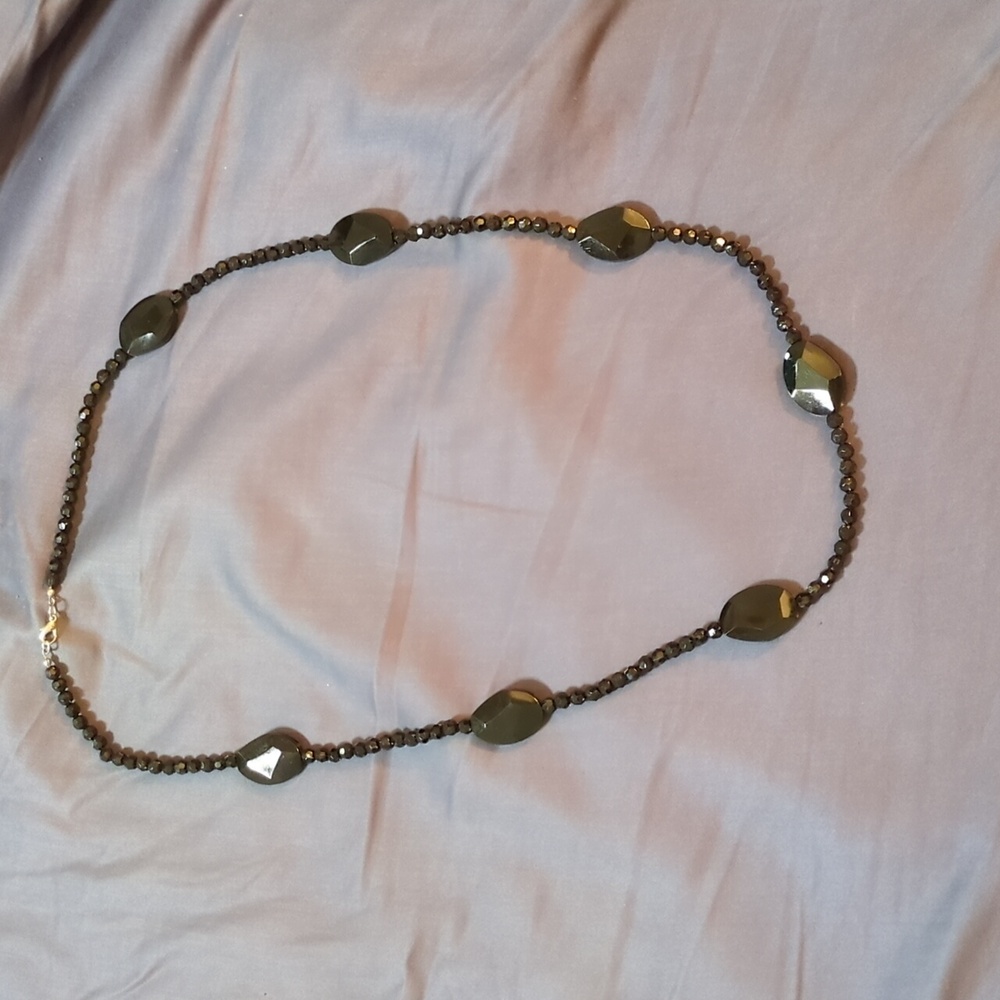 Black Long Accent Gem Necklace